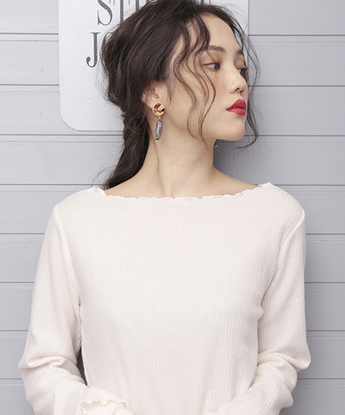 one after another NICE CLAUP（ワンアフターアナザーナイスクラップ）の「ベル袖トップス（Tシャツ/カットソー・レディース・ピンク/アイボリー/ブラック/サックスブルー・FREE）」の9枚目の写真