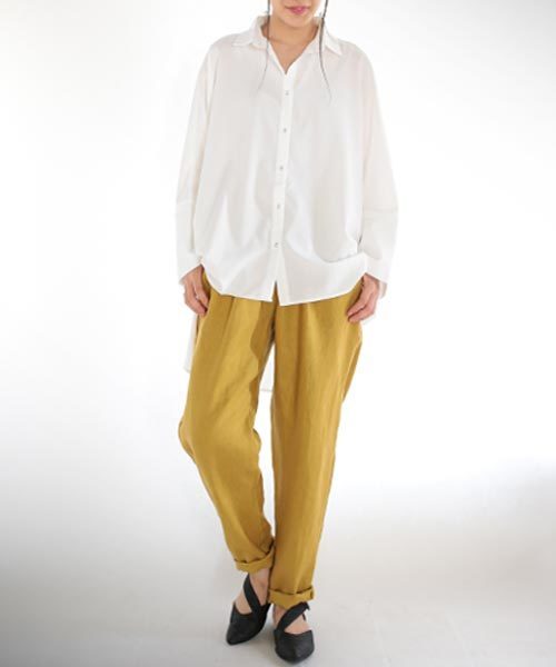 antiqua（アンティカ）の「袖ボタンドルマンロングシャツ（シャツ/ブラウス・レディース・ホワイト/ネイビー・FREE）」の10枚目の写真