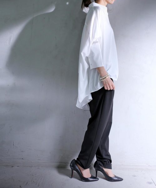 antiqua（アンティカ）の「袖ボタンドルマンロングシャツ（シャツ/ブラウス・レディース・ホワイト/ネイビー・FREE）」の17枚目の写真