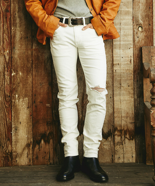 HYSTERIC GLAMOUR（ヒステリックグラマー）の「USED加工Sデニム スリムパンツ（デニムパンツ・メンズ・ホワイト/インディゴブルー・28inch/29inch/30inch/31inch/32inch/34inch）」の2枚目の写真