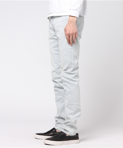 HYSTERIC GLAMOUR（ヒステリックグラマー）の「USED加工Sデニム スリムパンツ（デニムパンツ・メンズ・ホワイト/インディゴブルー・28inch/29inch/30inch/31inch/32inch/34inch）」の3枚目の写真