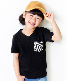 devirock | 柄ポケットVネック半袖Tシャツ カットソー(Tシャツ/カットソー)