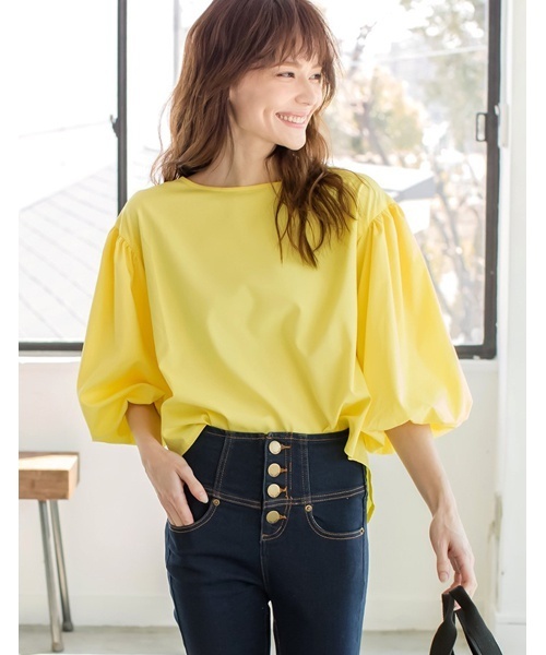 Re:EDIT（リエディ）の「マルチウェイウエストリボン付きブラウス（シャツ/ブラウス・レディース・ベージュ/オレンジ/イエロー/パープル/ネイビー/ラベンダー/ブラック/アイボリー/ブルーグリーン/レッド/グリーン・LARGE/SMALL/MEDIUM）」の9枚目の写真