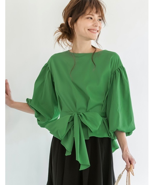 Re:EDIT（リエディ）の「マルチウェイウエストリボン付きブラウス（シャツ/ブラウス・レディース・ベージュ/オレンジ/イエロー/パープル/ネイビー/ラベンダー/ブラック/アイボリー/ブルーグリーン/レッド/グリーン・LARGE/SMALL/MEDIUM）」の4枚目の写真