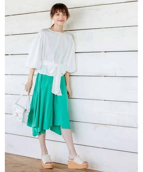 Re:EDIT（リエディ）の「マルチウェイウエストリボン付きブラウス（シャツ/ブラウス・レディース・ベージュ/オレンジ/イエロー/パープル/ネイビー/ラベンダー/ブラック/アイボリー/ブルーグリーン/レッド/グリーン・LARGE/SMALL/MEDIUM）」の21枚目の写真