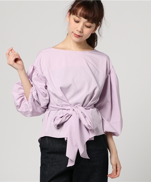 Re:EDIT（リエディ）の「マルチウェイウエストリボン付きブラウス（シャツ/ブラウス・レディース・ベージュ/オレンジ/イエロー/パープル/ネイビー/ラベンダー/ブラック/アイボリー/ブルーグリーン/レッド/グリーン・LARGE/SMALL/MEDIUM）」の8枚目の写真