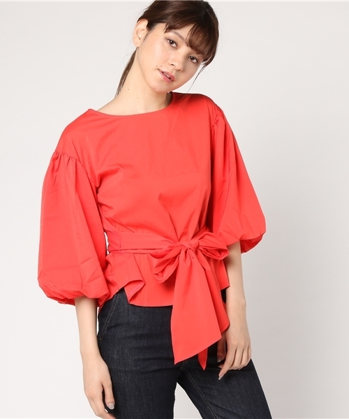 Re:EDIT（リエディ）の「マルチウェイウエストリボン付きブラウス（シャツ/ブラウス・レディース・ベージュ/オレンジ/イエロー/パープル/ネイビー/ラベンダー/ブラック/アイボリー/ブルーグリーン/レッド/グリーン・LARGE/SMALL/MEDIUM）」の11枚目の写真