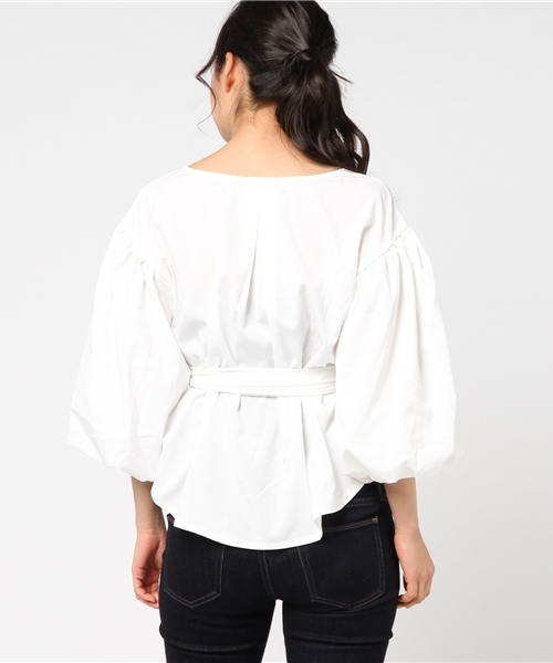 Re:EDIT（リエディ）の「マルチウェイウエストリボン付きブラウス（シャツ/ブラウス・レディース・ベージュ/オレンジ/イエロー/パープル/ネイビー/ラベンダー/ブラック/アイボリー/ブルーグリーン/レッド/グリーン・LARGE/SMALL/MEDIUM）」の14枚目の写真