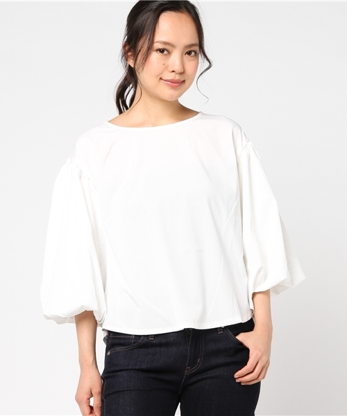 Re:EDIT（リエディ）の「マルチウェイウエストリボン付きブラウス（シャツ/ブラウス・レディース・ベージュ/オレンジ/イエロー/パープル/ネイビー/ラベンダー/ブラック/アイボリー/ブルーグリーン/レッド/グリーン・LARGE/SMALL/MEDIUM）」の20枚目の写真