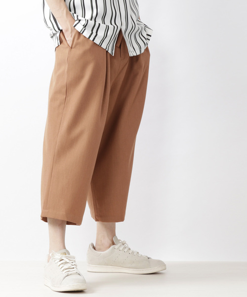 MONO-MART（モノマート）の「TRタックワイドパンツ テーパードハーフスラックス（スラックス・メンズ・ベージュ/ライトグレー/ブラック/インディゴブルー/ライトベージュ/オリーブ/チャコールグレー/オフホワイト/ネイビー/グレー/ストライプ/サックスブルー/グレー系その他/ベージュ系その他/モカ/ブルー系その他・FREE）」の8枚目の写真