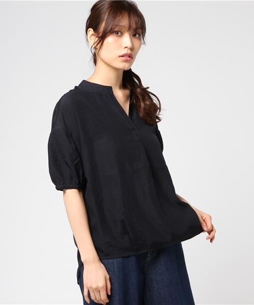 Honeys(ハニーズ)の「スキッパーブラウス(シャツ/ブラウス・レディース・グレー/ホワイト/ホワイト系その他/ホワイト×グレー/イエロー/オレンジ/ネイビー・M/S/L)」の6枚目の写真