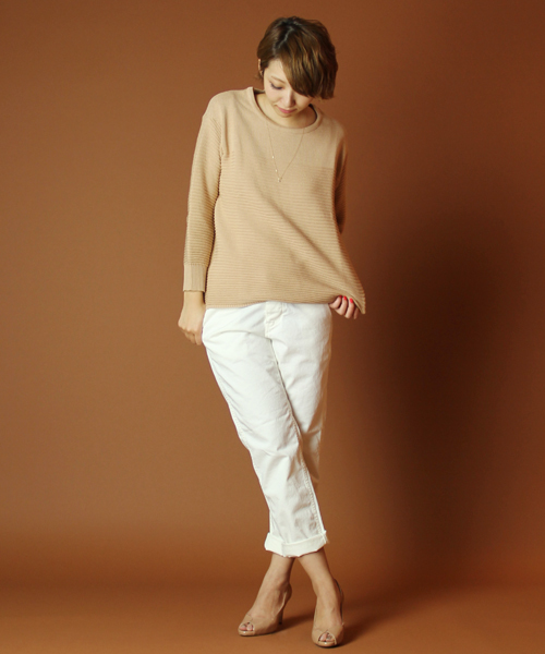 NANO universe（ナノユニバース）の「カラーチノパンツ（チノパンツ・レディース・ホワイト/ピンク/ベージュ/イエロー/グリーン/ブルー・0/1）」の2枚目の写真