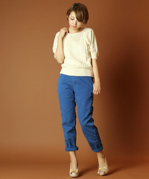 NANO universe（ナノユニバース）の「カラーチノパンツ（チノパンツ・レディース・ホワイト/ピンク/ベージュ/イエロー/グリーン/ブルー・0/1）」の4枚目の写真