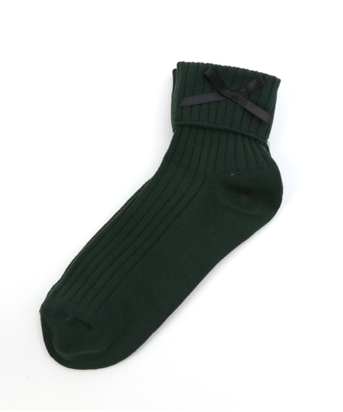 WEGO（ウィゴー）の「WEGO/リボン折り返しソックス（ソックス/靴下・レディース・ダークグリーン/グレー/ブラック/ワイン/ホワイト/グレー系その他/グリーン系その他・FREE）」の5枚目の写真
