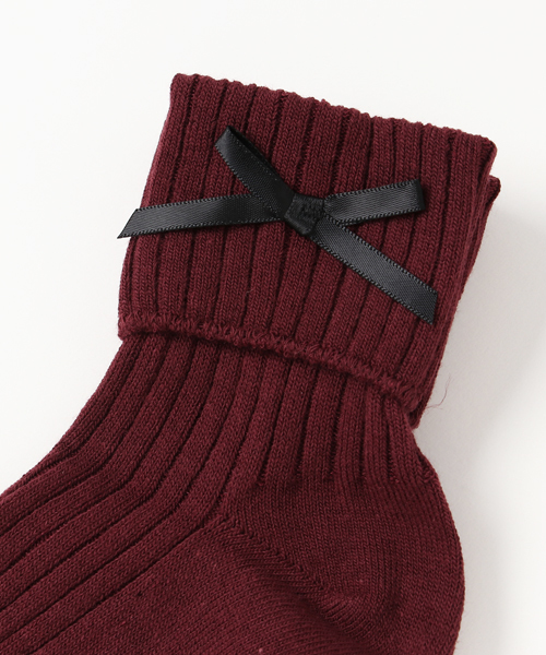 WEGO（ウィゴー）の「WEGO/リボン折り返しソックス（ソックス/靴下・レディース・ダークグリーン/グレー/ブラック/ワイン/ホワイト/グレー系その他/グリーン系その他・FREE）」の9枚目の写真