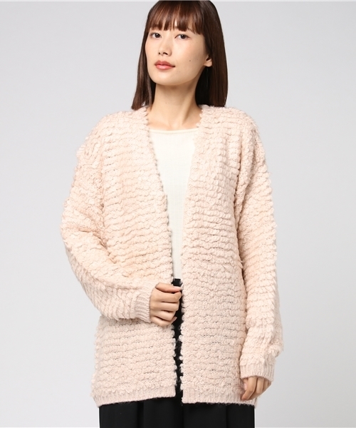 Honeys(ハニーズ)の「ループ編カーディガン(カーディガン/ボレロ・レディース・ブラック/グレー/アイボリー/サックスブルー/ピンク・L/M)」の5枚目の写真