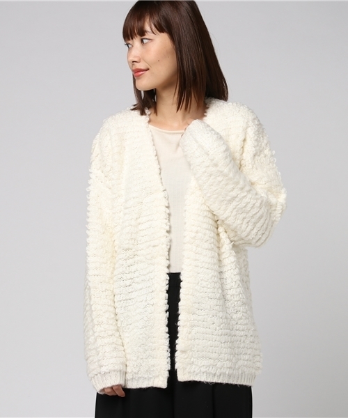 Honeys(ハニーズ)の「ループ編カーディガン(カーディガン/ボレロ・レディース・ブラック/グレー/アイボリー/サックスブルー/ピンク・L/M)」の2枚目の写真