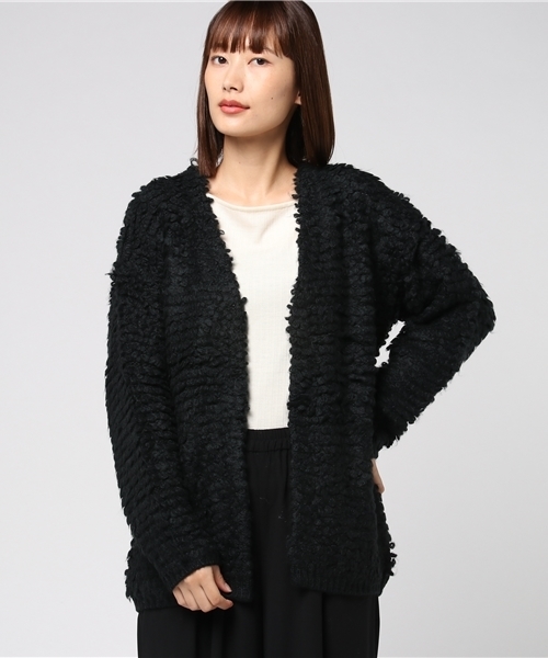 Honeys(ハニーズ)の「ループ編カーディガン(カーディガン/ボレロ・レディース・ブラック/グレー/アイボリー/サックスブルー/ピンク・L/M)」の3枚目の写真