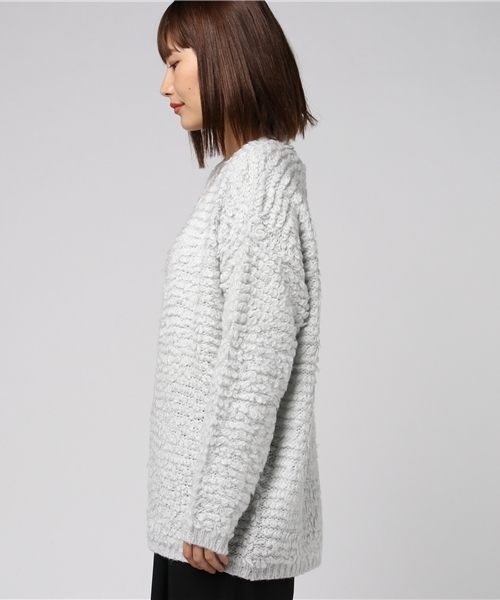 Honeys(ハニーズ)の「ループ編カーディガン(カーディガン/ボレロ・レディース・ブラック/グレー/アイボリー/サックスブルー/ピンク・L/M)」の9枚目の写真