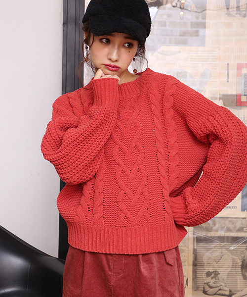 one after another NICE CLAUP（ワンアフターアナザーナイスクラップ）の「胸きゅんニットプルオーバー（ニット/セーター・レディース・アイボリー/グレー系その他/パープル系その他/オレンジ系その他・FREE）」の4枚目の写真