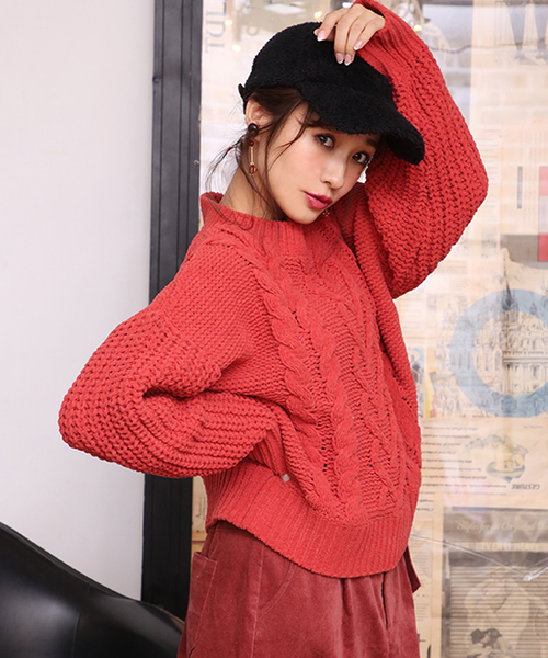 one after another NICE CLAUP（ワンアフターアナザーナイスクラップ）の「胸きゅんニットプルオーバー（ニット/セーター・レディース・アイボリー/グレー系その他/パープル系その他/オレンジ系その他・FREE）」の14枚目の写真