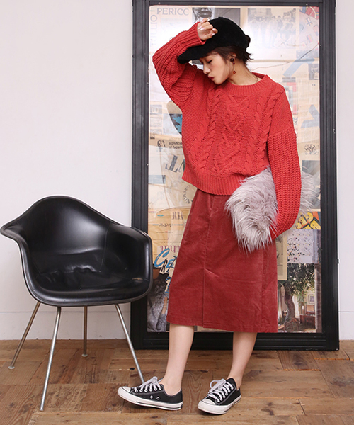 one after another NICE CLAUP（ワンアフターアナザーナイスクラップ）の「胸きゅんニットプルオーバー（ニット/セーター・レディース・アイボリー/グレー系その他/パープル系その他/オレンジ系その他・FREE）」の17枚目の写真