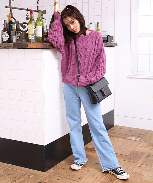 one after another NICE CLAUP（ワンアフターアナザーナイスクラップ）の「胸きゅんニットプルオーバー（ニット/セーター・レディース・アイボリー/グレー系その他/パープル系その他/オレンジ系その他・FREE）」の21枚目の写真