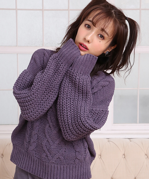 one after another NICE CLAUP（ワンアフターアナザーナイスクラップ）の「胸きゅんニットプルオーバー（ニット/セーター・レディース・アイボリー/グレー系その他/パープル系その他/オレンジ系その他・FREE）」の6枚目の写真