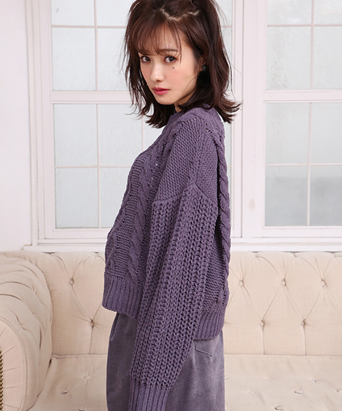 one after another NICE CLAUP（ワンアフターアナザーナイスクラップ）の「胸きゅんニットプルオーバー（ニット/セーター・レディース・アイボリー/グレー系その他/パープル系その他/オレンジ系その他・FREE）」の8枚目の写真