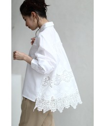 後ろレースのふんわり シャツトップス
