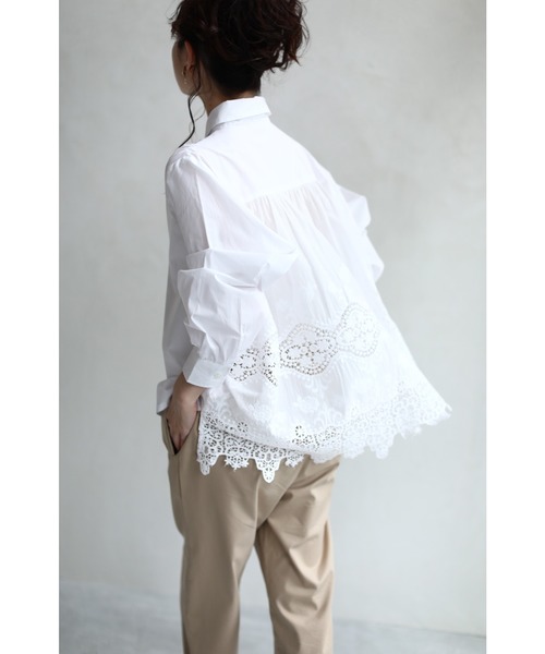 cawaii（カワイイ）の「後ろレースのふんわり シャツトップス（シャツ/ブラウス・レディース・ホワイト・M/XL）」の3枚目の写真