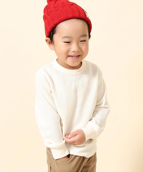 coen（コーエン）の「【coen キッズ / ジュニア】ワッフルサーマルTシャツ(110～150cm)（Tシャツ/カットソー・キッズ・オフホワイト/ネイビー・110/130/140/100/120/150）」の2枚目の写真