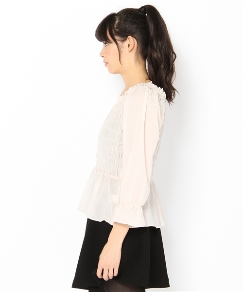 mystic（ミスティック）の「シャーリングBL（シャツ/ブラウス・レディース・オフホワイト/ベージュ系その他/ブラック/ベビーピンク・ﾌﾘ-）」の5枚目の写真