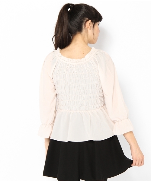 mystic（ミスティック）の「シャーリングBL（シャツ/ブラウス・レディース・オフホワイト/ベージュ系その他/ブラック/ベビーピンク・ﾌﾘ-）」の9枚目の写真