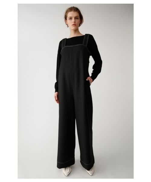 MOUSSY（マウジー）の「WIDE SILHOUETTE ALL IN ONE（つなぎ/オールインワン・レディース・オフホワイト/ブラック・1/2）」の2枚目の写真