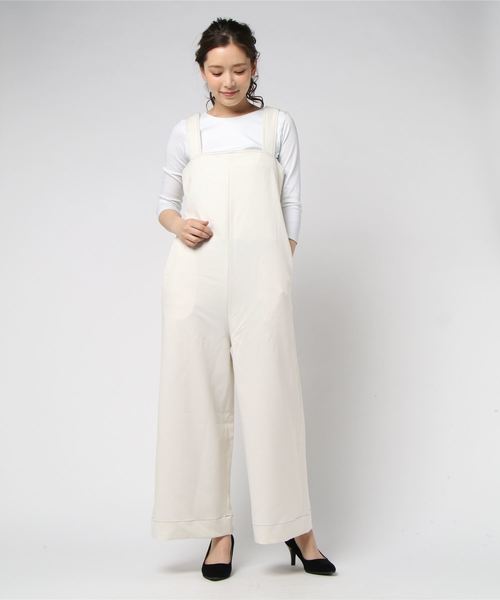 MOUSSY（マウジー）の「WIDE SILHOUETTE ALL IN ONE（つなぎ/オールインワン・レディース・オフホワイト/ブラック・1/2）」の6枚目の写真