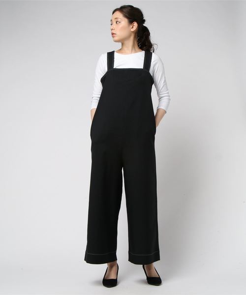 MOUSSY（マウジー）の「WIDE SILHOUETTE ALL IN ONE（つなぎ/オールインワン・レディース・オフホワイト/ブラック・1/2）」の5枚目の写真