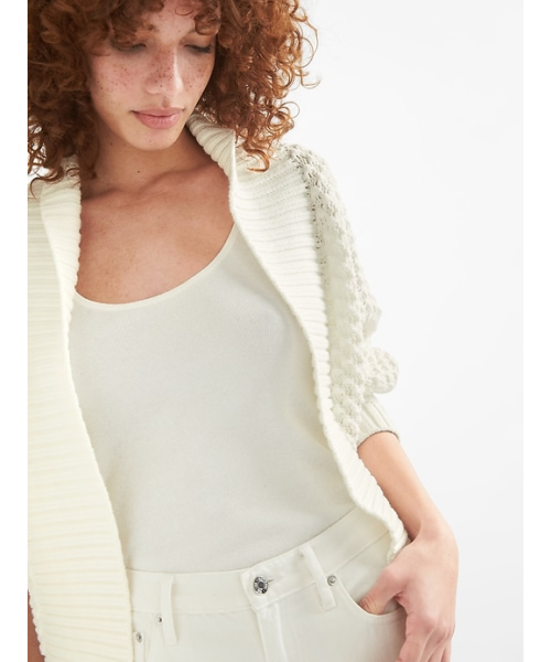 GAP（ギャップ）の「Gap オープンフロント ショールカラー カーディガンセーター（カーディガン/ボレロ・レディース・オフホワイト/ブラック・S/XXS/L/M/XS）」の5枚目の写真