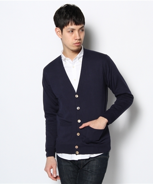 BEAUTY&YOUTH UNITED ARROWS（ビューティーアンドユースユナイテッドアローズ）の「BY ハイゲージ コットン Vネックカーディガン◆（カーディガン/ボレロ・メンズ・イエロー/ケリー/コバルトブルー/ネイビー・SMALL/MEDIUM/LARGE/X-LARGE）」の3枚目の写真