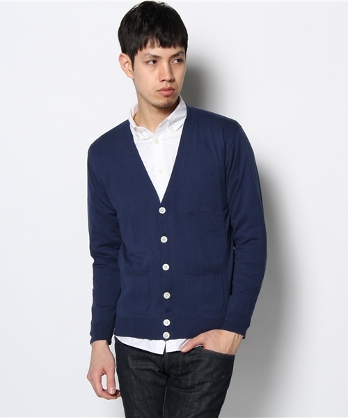 BEAUTY&YOUTH UNITED ARROWS（ビューティーアンドユースユナイテッドアローズ）の「BY ハイゲージ コットン Vネックカーディガン◆（カーディガン/ボレロ・メンズ・イエロー/ケリー/コバルトブルー/ネイビー・SMALL/MEDIUM/LARGE/X-LARGE）」の4枚目の写真