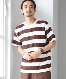 coen | ヘリンボーンワイドボーダークルーネックカットソー(Tシャツ/カットソー)