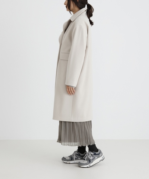 Munich（ミューニック）の「ブラッシュウールメルトンロングピーコート（ピーコート・レディース・ネイビー/キャメル/オフホワイト/チャコールグレー・S/XS）」の8枚目の写真