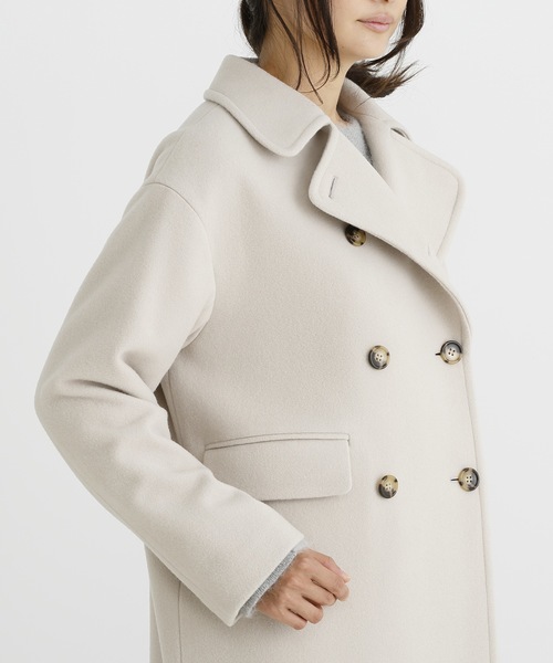 Munich（ミューニック）の「ブラッシュウールメルトンロングピーコート（ピーコート・レディース・ネイビー/キャメル/オフホワイト/チャコールグレー・S/XS）」の10枚目の写真