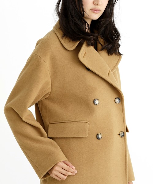 Munich（ミューニック）の「ブラッシュウールメルトンロングピーコート（ピーコート・レディース・ネイビー/キャメル/オフホワイト/チャコールグレー・S/XS）」の7枚目の写真