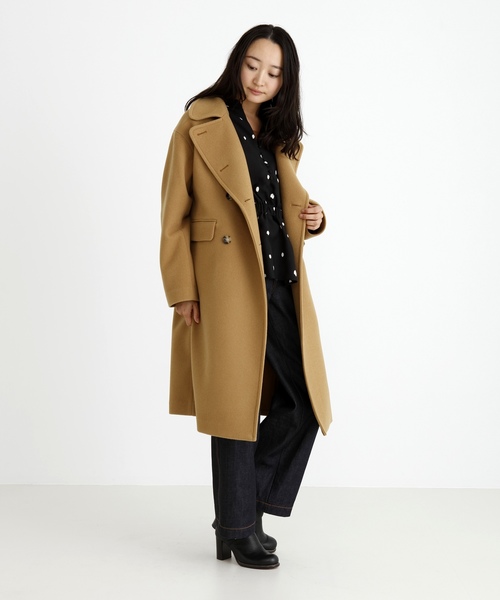 Munich（ミューニック）の「ブラッシュウールメルトンロングピーコート（ピーコート・レディース・ネイビー/キャメル/オフホワイト/チャコールグレー・S/XS）」の12枚目の写真