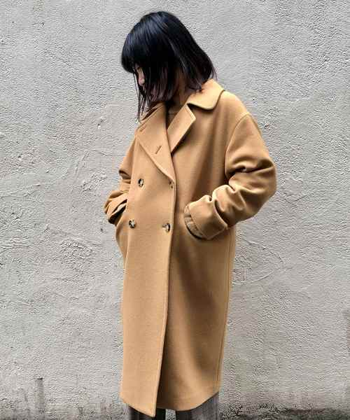 Munich（ミューニック）の「ブラッシュウールメルトンロングピーコート（ピーコート・レディース・ネイビー/キャメル/オフホワイト/チャコールグレー・S/XS）」の16枚目の写真