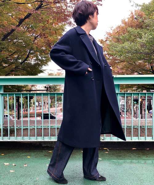 Munich（ミューニック）の「ブラッシュウールメルトンロングピーコート（ピーコート・レディース・ネイビー/キャメル/オフホワイト/チャコールグレー・S/XS）」の20枚目の写真