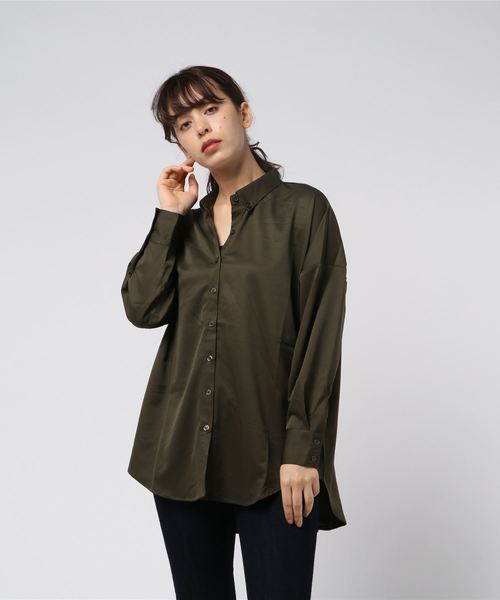 KOBE LETTUCE（コウベレタス）の「[チェック柄/無地]ボタンダウンゆったりシャツチュニック＊レディース/トップス[C3465]神戸レタス（チュニック・レディース・オフホワイト/モカ/カーキ/ベージュ系その他/ブルー系その他・FREE）」の4枚目の写真