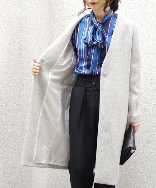 NARACAMICIE(ナラカミーチェ)の「V襟ウール混ロングコート(その他アウター・レディース・グレー/ベージュ・MEDIUM/X-LARGE)」の12枚目の写真