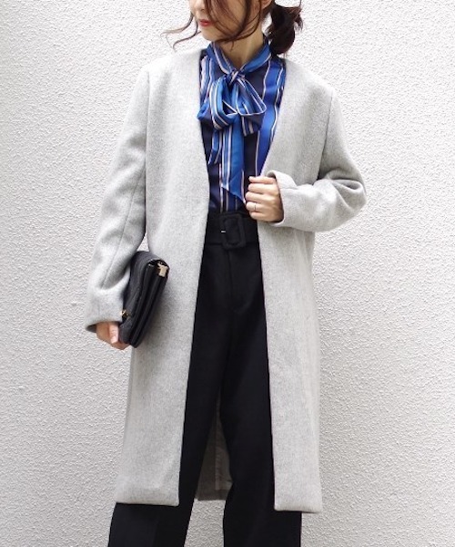 NARACAMICIE(ナラカミーチェ)の「V襟ウール混ロングコート(その他アウター・レディース・グレー/ベージュ・MEDIUM/X-LARGE)」の21枚目の写真